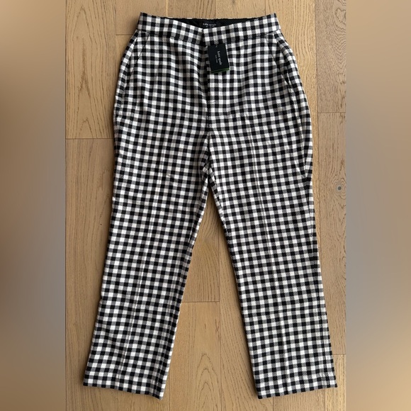 NWT Kate Spade Cropped Checkered Pants in Black and White - Picture 1 of 5